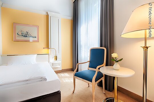 Foto eines Hotel-Zimmers im Residenzschloss Bamberg.